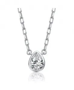Ожерелье-Гвоздик в форме груши с прозрачными кубическими цирконами Rachel Glauber, silver