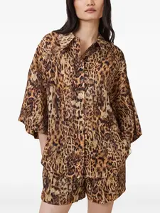 Рубашка Charli с леопардовым принтом AllSaints, коричневый