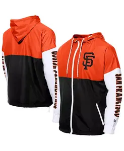 Мужская черно-оранжевая ветровка-толстовка с молнией San Francisco Giants в стиле колорблок New Era