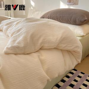 Yalu Комплект постельного белья из 4 предметов (простыня на резинке 180 см, пододеяльник 180х220 см), цвет Matcha Cocoa White, несминаемый