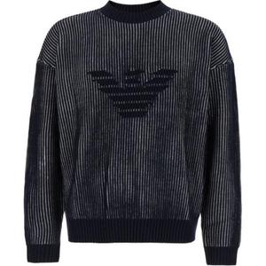 Свитер с интарсией и полосками EMPORIO ARMANI, черный