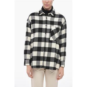 АРХИВ Рубашка из смесовой шерсти с узором в клетку Woolrich, Black and White