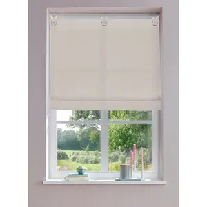 Мой домашний рулонный штора Raffrollo Fiete с крючковым креплением, леноподобный вид, защита от посторонних взглядов, полупрозрачный, однотонный, базовый My Home, бежевый