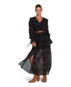 Женское длинное платье с цветочным принтом "Come As You Are" Belle & Bloom, Navy