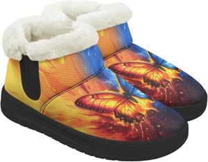 Женские зимние ботильоны без застежки для снега, легкие, теплые, с меховой подкладкой, противоскользящие, короткие уличные ботинки, размеры 4.5-12 Chririnla, Water And Fire Butterfly