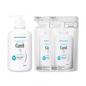 Набор для ухода за одеждой KERUN с увлажняющим шампунем, очищающим и освежающим эффектом: 420 мл + 360 мл / 420 мл + 360 мл * 2 Curél, two-piece set: hydrating shampoo 420ml+hydrating shampoo refill 360ml*2