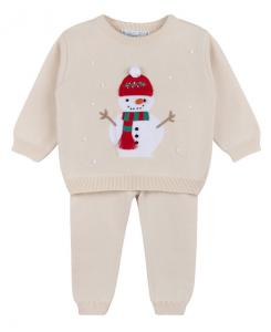 Детский вязаный комплект "Снеговик" для праздников - малыши, маленькие дети Feltman Brothers, слоновая кость/кремовый