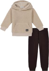 Комплект из двух предметов Calvin Klein Berber Hoodie Pant для мальчиков, Iris Cream/Brown