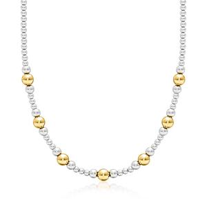 Ожерелье Ross-Simons из итальянского стерлингового серебра и 18-каратного золота с градуированными бусинами Ross-Simons, 16 In