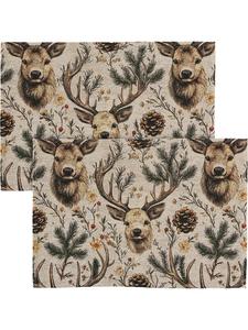 Erwin Müller Набор из двух тканых салфеток из смесовой хлопковой ткани, выполненных в гобеленовом стиле, коричнево-зеленого цвета