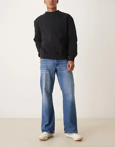 Джинсы ASOS DESIGN с широкими бретелями, средне-синего цвета