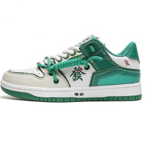 Легкие противоскользящие низкие скейтерские кроссовки мужские бело-зеленые Locke