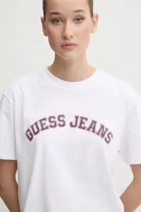 Хлопковая футболка Guess Jeans, белый