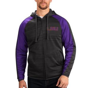 Мужская спортивная куртка Carl Banks Black LSU Tigers Neutral Zone Raglan с молнией во всю длину спортивная куртка с капюшоном G-III
