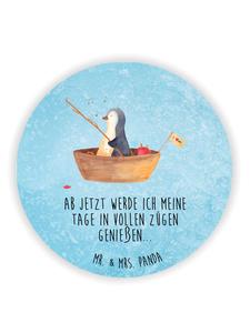 Mr. & Mrs. Panda Магнит на холодильник в виде пингвина и рыбацкой лодки с надписью, выполненный в ледяном синем цвете