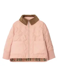 Стеганая куртка с вельветовым воротником BURBERRY KIDS, розовый