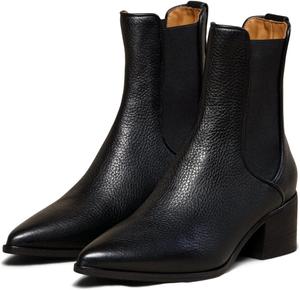 Женские ботильоны MOOMMO с массивным каблуком, подошвой Челси, замшевой кожей, эластичными вставками, заостренным носком, на каблуке 5 см, стиль вестерн, модные осенние ботинки для коротких платьев, элегантные и комфортные, размеры US 4-11, Matte Black