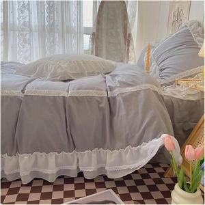 Generic Комплект постельного белья Off White с рюшами из 100% хлопка