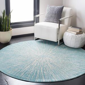 SAFAVIEH Evoke Collection круглый ковер 92 x 92 см Aqua / Ivory EVK228J Abstract Burst без ворса для столовой, прихожей, гостиной, спальни