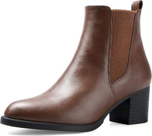 Женские ботинки Chelsea COASIS с массивным каблуком на блоке, с эластичными боковыми вставками, осенние ботильоны, Brown Pu
