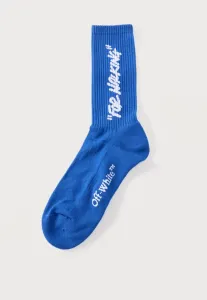 Носки до середины икры с цитатой Off-White, Blue/White
