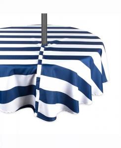 Скатерть в морскую синюю полоску для улицы, с застежкой-молнией, 52 дюйма, круглая Design Imports, синий