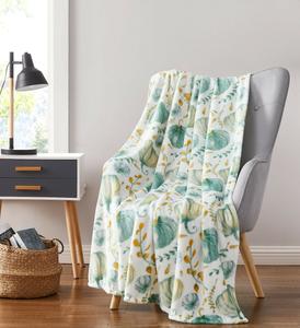 Плед Kate Aurora Harvest Living, белый / зеленый