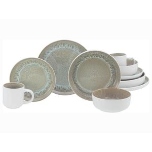 Мой дом Kombiservice современный сервиз, Service Nydala высокая прочность, подходит для посудомоечной и микроволновой печи, реактивная глазурь My Home, белый/песочный