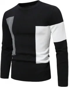 Мужской повседневный пуловер 2025 Colorblock круглый вырез Rib Knit