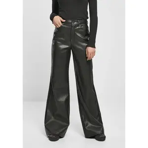 Брюки Urban Classics Faux Leather Wide Leg, черный