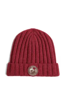 Шапка бини с логотипом из ребристой ткани Brunello Cucinelli Kids, красный