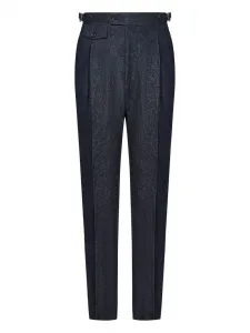 Брюки из натуральной шерсти Стефано Де Мартино FRANZESE COLLECTION, синий