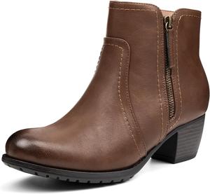 Женские ботильоны VJH Confort, с круглым носком на шнуровке, удобным низким каблуком и боковой молнией, Brown