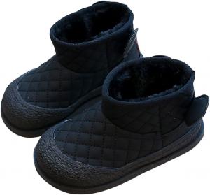 Девочковые зимние ботинки на молнии для походов, длина до щиколотки, с флисовой подкладкой, стеганые зимние термоботинки 2025, простые ботиночки Generic, Black