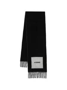 Шарф Rond Carre с бахромой и логотипом Jacquemus, черный