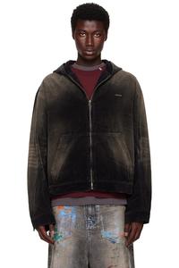 Винтажная вельветовая худи-куртка на молнии We11Done, черный