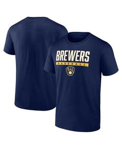 Мужская темно-синяя футболка с логотипом Milwaukee Brewers Power Hit Fanatics, синий
