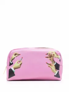 Несессер на молнии с графичным принтом Seletti, розовый