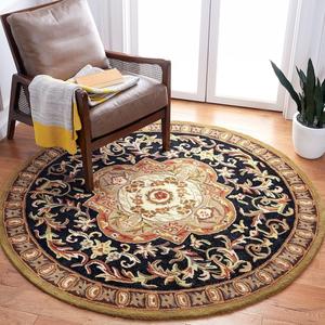 Ковер SAFAVIEH, 244 x 244 см, Classic Collection, Black & Beige, ручной работы, традиционный восточный, шерстяной, идеально для помещений с высокой проходимостью в гостиной, спальне (CL220B)