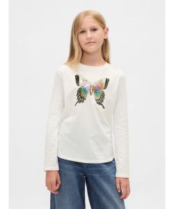 (K) Детская футболка с графическим принтом и пайетками Flippy