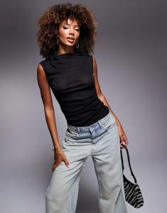 Драпированный топ черного цвета River Island