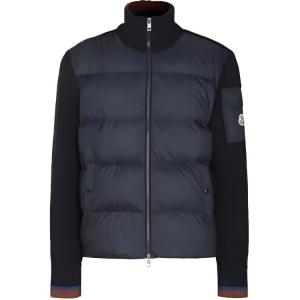 Стеганый вязаный утепленный кардиган Moncler, Ночная синева