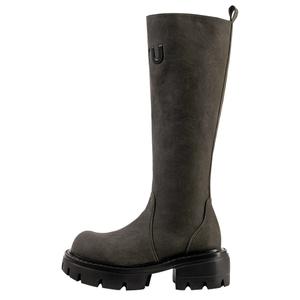 Wonderful couple Женские высокие сапоги на каблуке 6 см дымчато-серые, цвет Smoke Gray