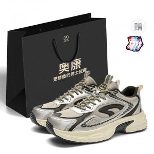 AOKANG Амортизирующие устойчивые к истиранию легкие низкие массивные кроссовки мужские сумка для покупок серый серебристый [Подарок включен], цвет Gray Silver[Gift Included]