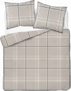 Постельное белье, перкаль, с кантом, элегантное 200x220 5240b бежевый в клетку Detexpol
