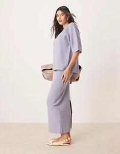 Трикотажная структурированная юбка мидакси нежно-голубого цвета Asos Design