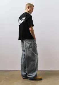 Базовая футболка с квадратным логотипом Pull&Bear, Black