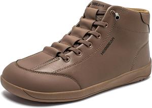 Кожаные Ботинки HOBIBEAR Barefoot, Нулевая Падение, Широкая Подошва, Минималистичные, Унисекс, Средние Прогулочные Ботинки, Khaki