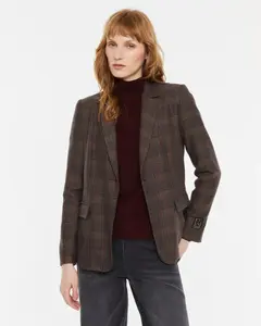 Женский пиджак в клетку Andam, коричневый