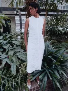 Платье Whistles Lori Ruched Midi, слоновая кость